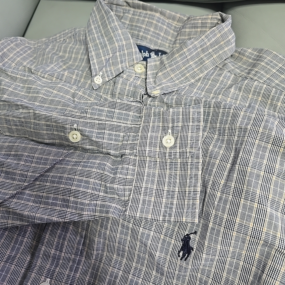 Ralph Lauren Men's Size Large Blake Gray‎ Navy Long Sleeve Button Down Shirt